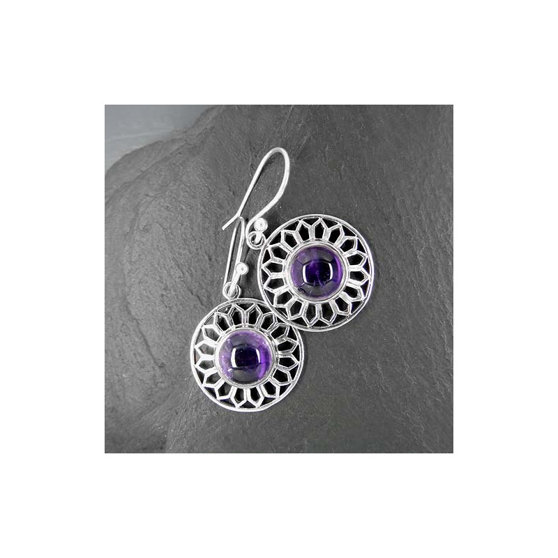 Amethyst - Ohrringe Rund